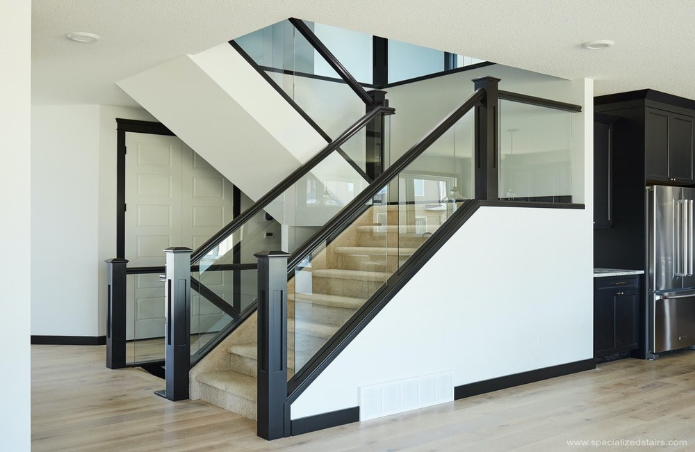 Glass railing staircase