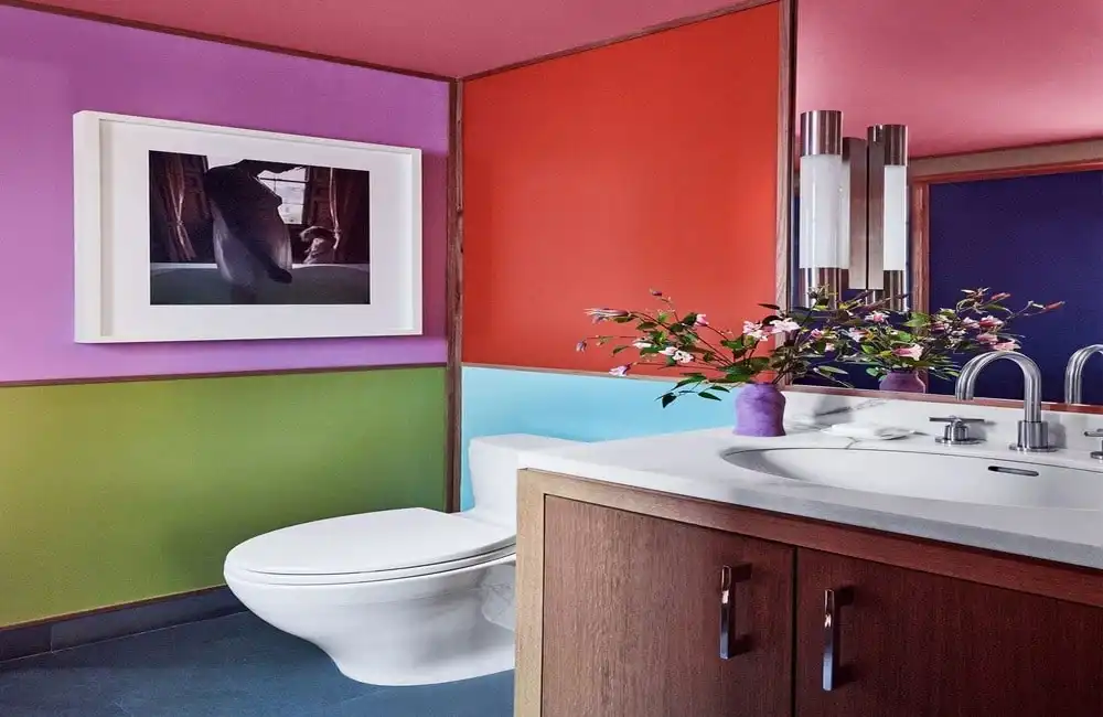 Vibrant Colour Accents Bathroom Design 