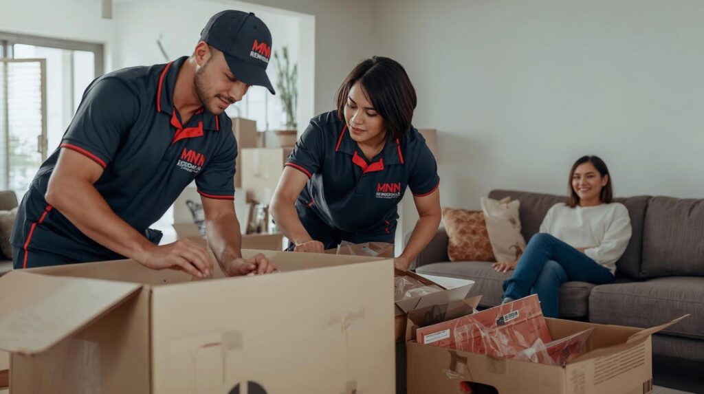 Home Packing service by MNM REMOVALS TEAM. The MNM REMOVALS team packing a home with customer relaxing