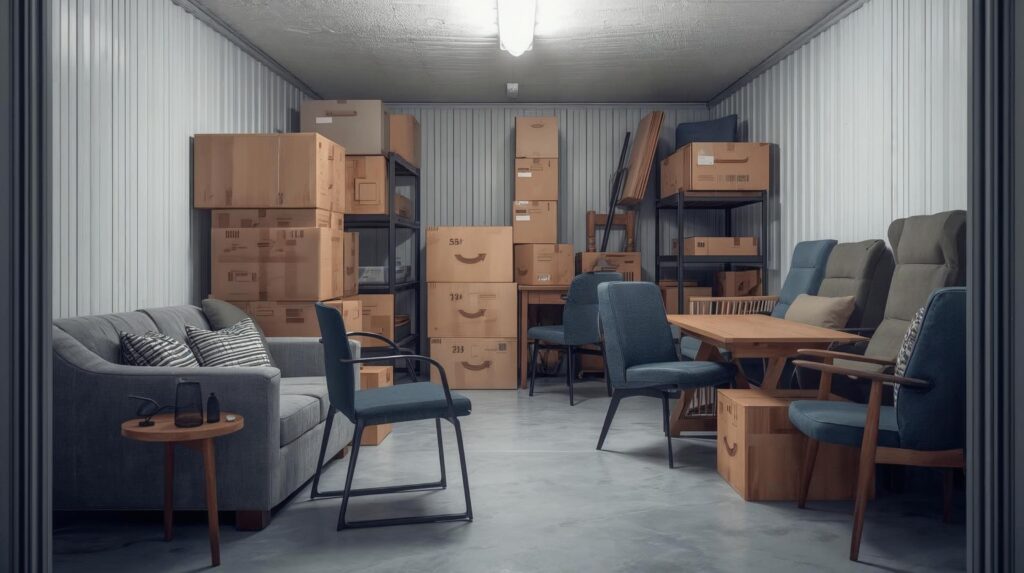 MNM Removals - storage container with furniture