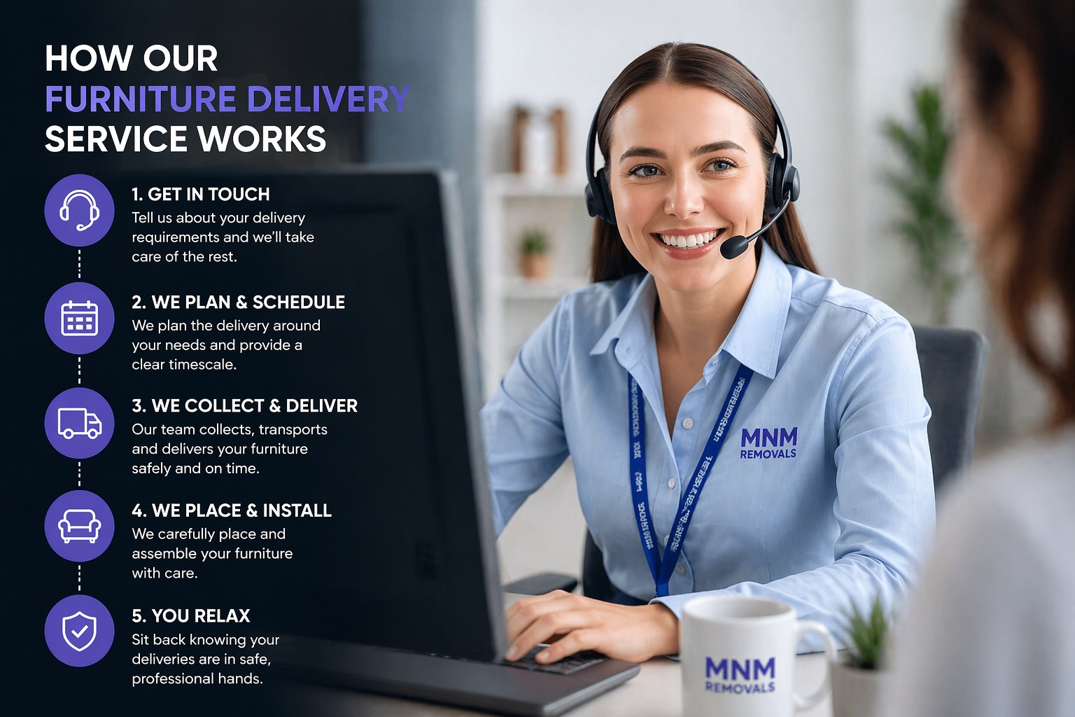 Customer service team awaiting your call at MNM Removals