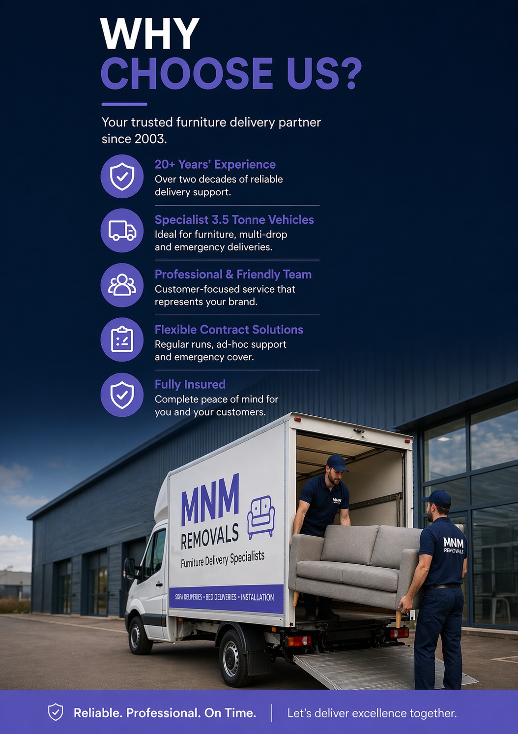 Professional furniture delivery services MNM Removals