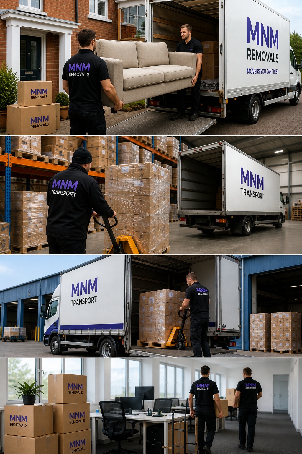 House removals, pallet deliveries, and business transport services carried out by MNM Removals across the Midlands and UK